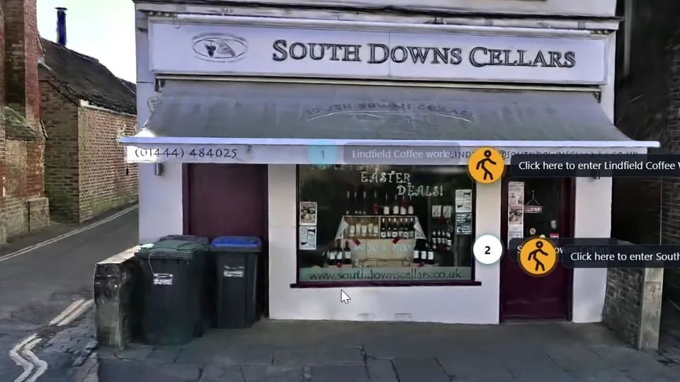 A Lindfield shopfront in the scan, with markers offering to take you inside